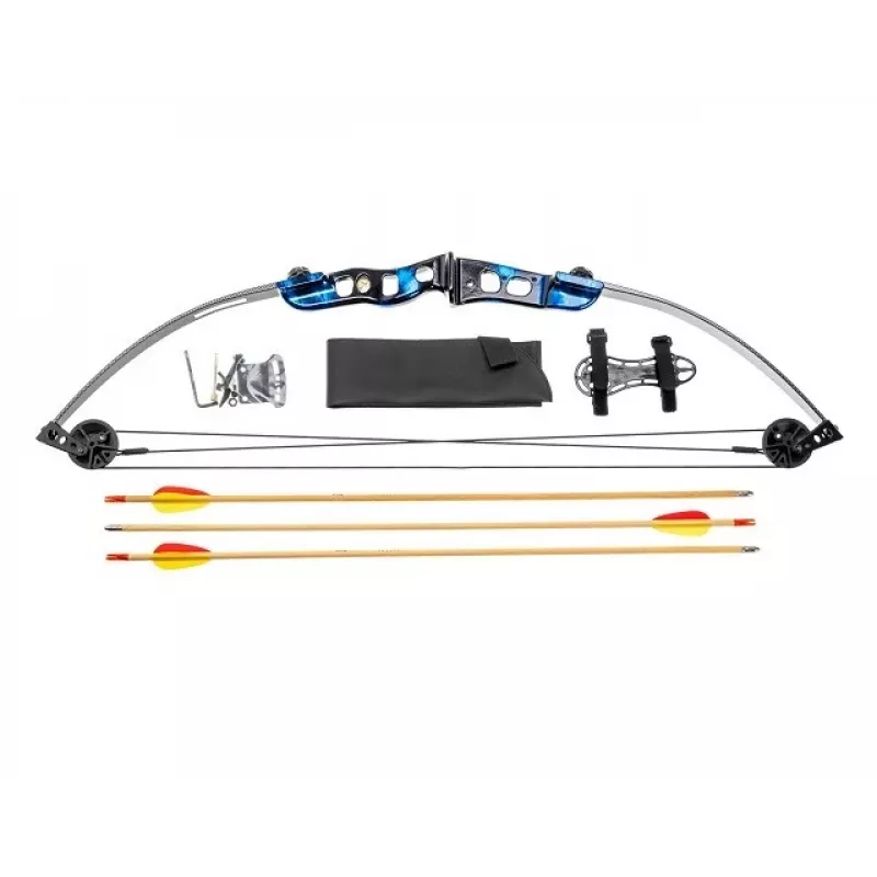 Compoundbogen POE LANG Firestar 25 lbs, Karbon/Aluminium-Konstruktion, 740 mm Länge, 3 Pfeile & Auflage