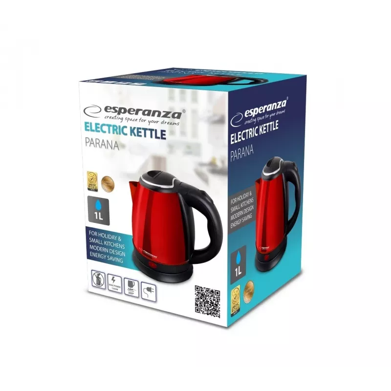Esperanza EKK128R elektrischer Wasserkocher Parana 1 L schwarz, rot 1350 W