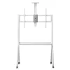 Boden-TV-Ständer MACLEAN MC-114 W für Displays 55 Zoll–100 Zoll, weiß, VESA bis zu 900x600, maximale Belastung 120 kg, Höhe 115–152 cm, Ablage