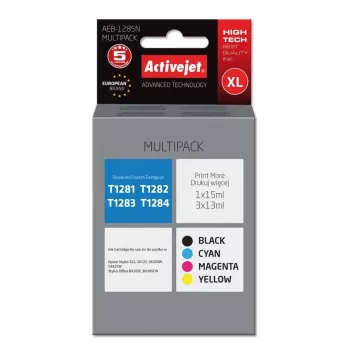 Activejet AEB-1285N Tinte (Ersatz für Epson T1281, T1282, T1283, T1284; Supreme; 1 x 15 ml, 3 x 13 ml; schwarz, Magenta, Cyan, gelb)