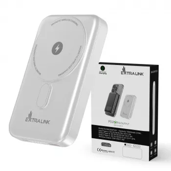 Extralink MagSafe 10000mAh Powerbank Weiß, 38,5Wh PD20W+15W USB-C USB-A