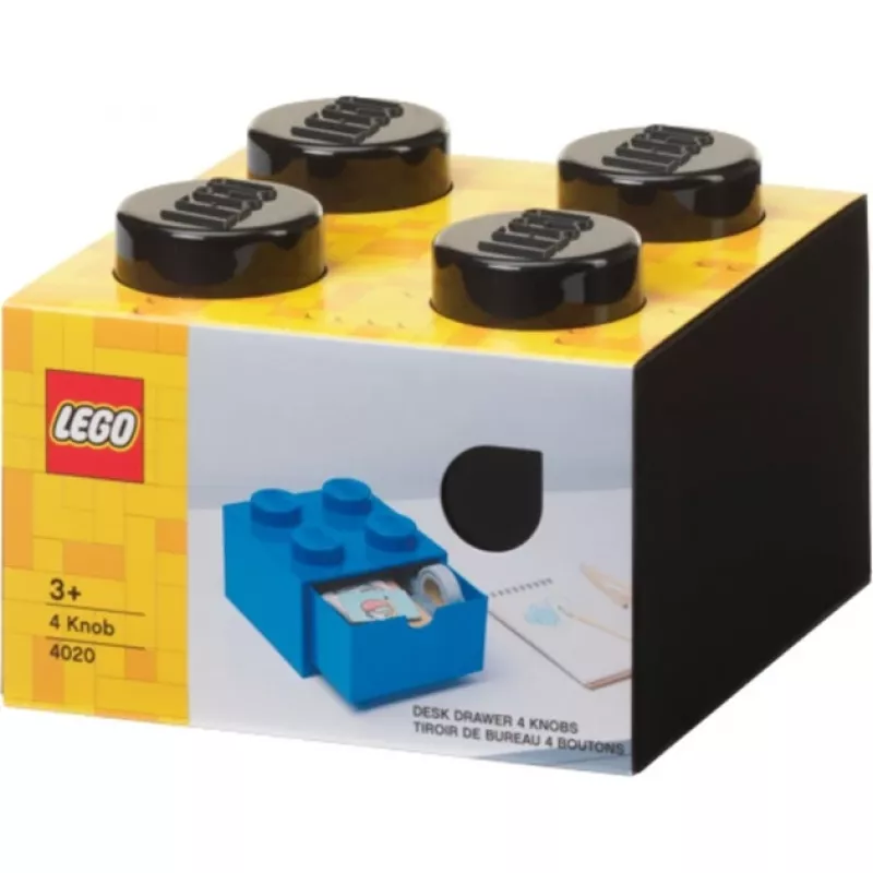 LEGO Schreibtischschublade 4, Aufbewahrungsbox schwarz, Noppen