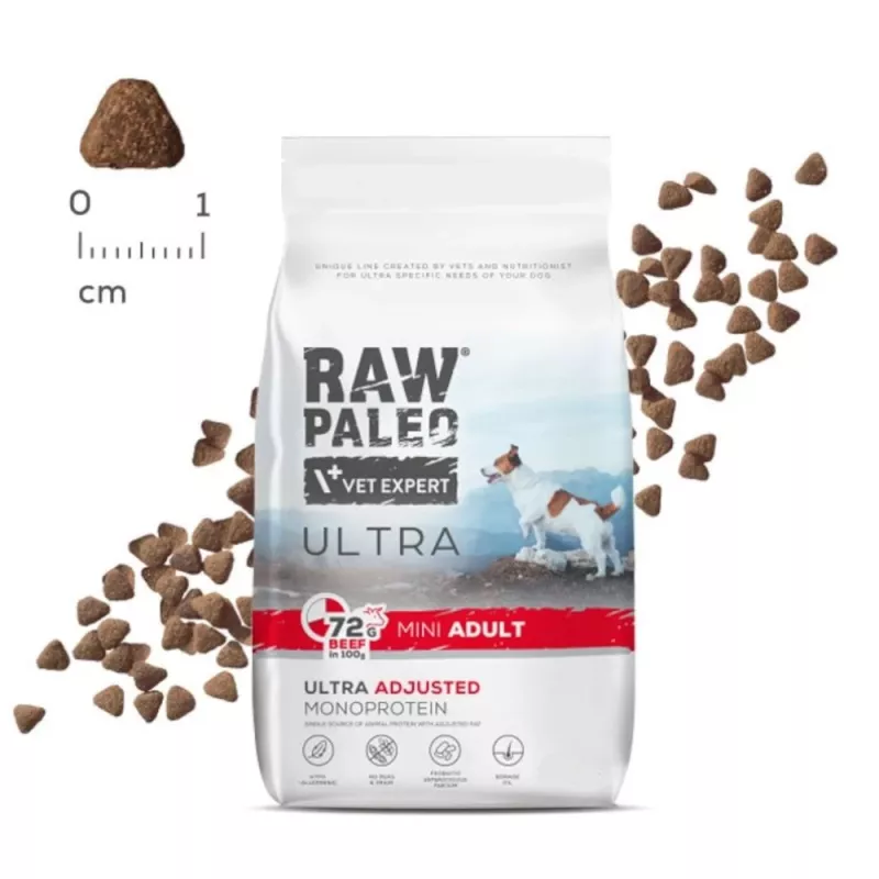 VET EXPERT RAW PALEO Ultra Mini Adult Beef - Trockenfutter für Hunde - 8 kg