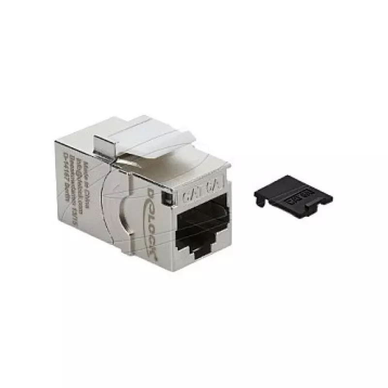 Keystone-Modul für Patchpanel DELOCK RJ45 Cat.6A mit Schraubschutzkappe, blau