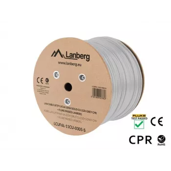 Netzwerkkabel LANBERG LCUF6L-11CU-0305-S U/FTP Cat6a auf Trommel, 305 m, 23 AWG, 500 MHz, grau