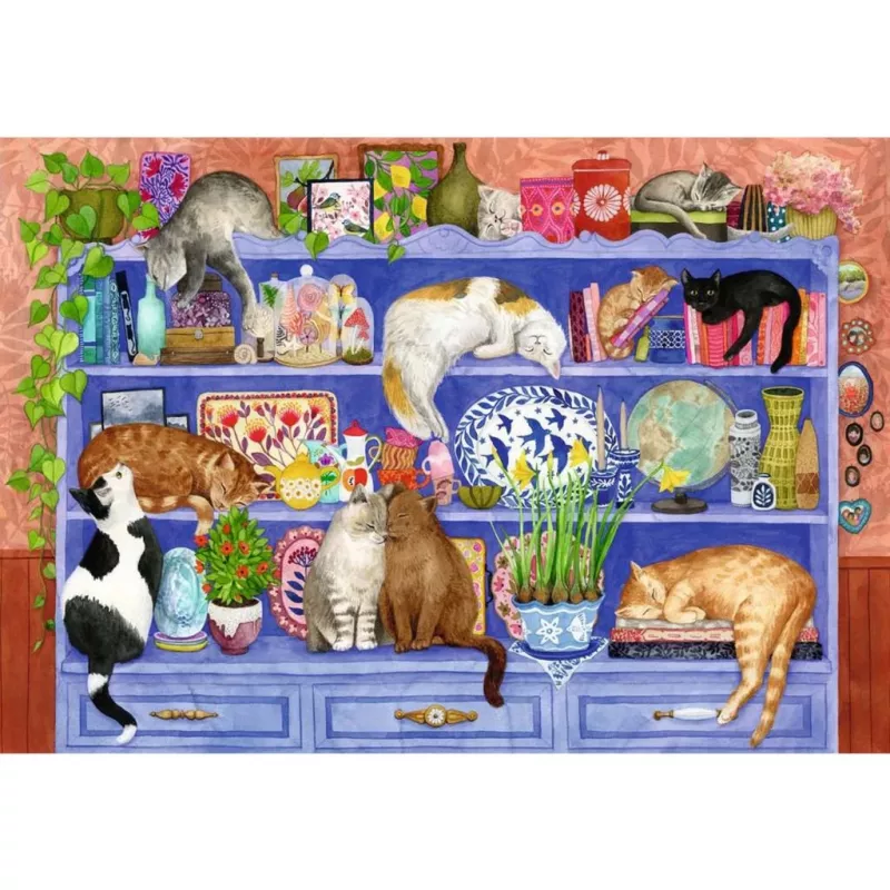 Jigsaw puzzle Ravensburger Feel Well & Puzzle Cats on the Shelf – 200 pieces