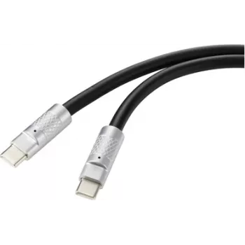 Renkforce USB-C® Kabel USB 2.0 USB-C® Stecker, USB-C® Stecker 1,00 m Schwarz RF-6056872 (RF-6056872)