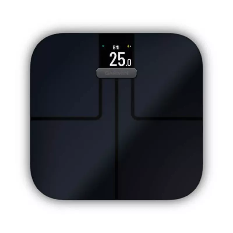 Elektronische Personenwaage GARMIN Index S2 — schwarz, max. 181,4 kg, Wi‑Fi/Bluetooth, Körperzusammensetzung