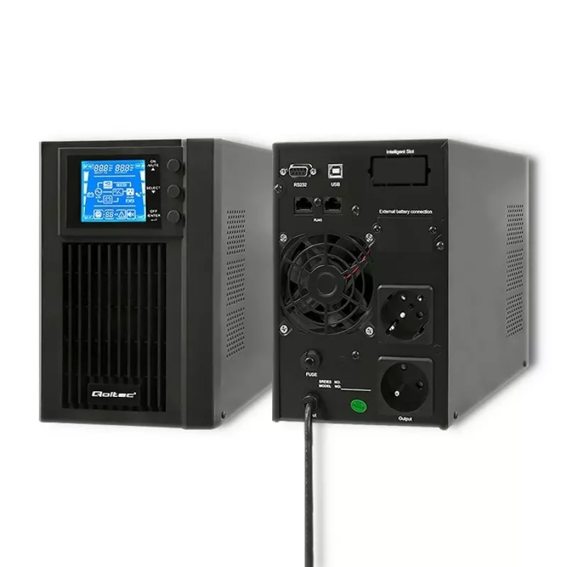 Qoltec 53042 USV (unterbrechungsfreie Stromversorgung) Doppelwandlung (Online) 1 kVA 800 W 2 AC-Ausgänge