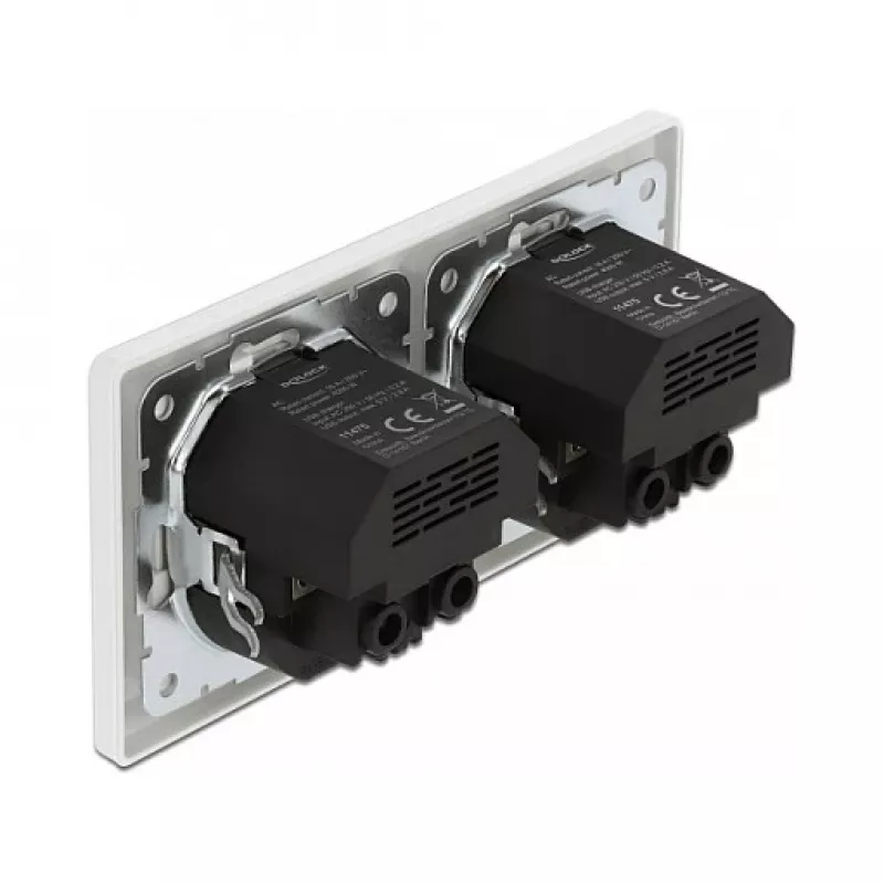 Wandsteckdose DeLOCK 2-fach mit 4 USB-Anschlüssen 2 x 2,8 A