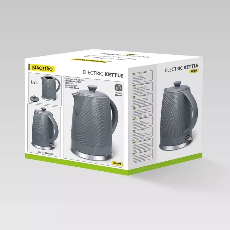 Wasserkocher Maestro MR-078, 1,8 L Fassungsvermögen, grau
