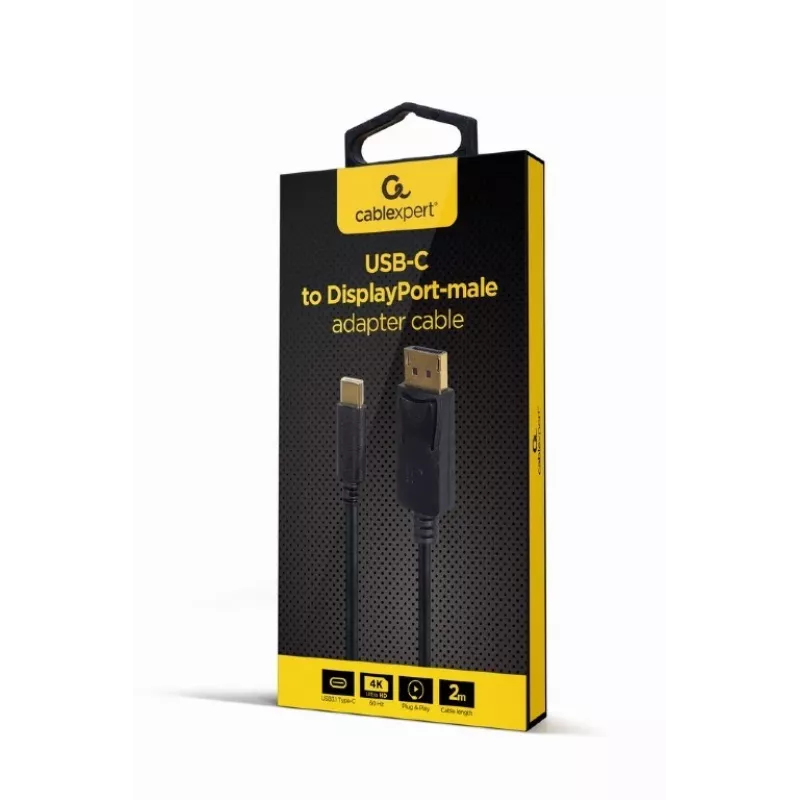 USB-Grafikadapter Gembird A-CM-DPM-01 mit USB-C, unterstützt bis zu 3840×2160, USB 2.0 / 3.2 Gen 2, schwarz, 2 m Kabel
