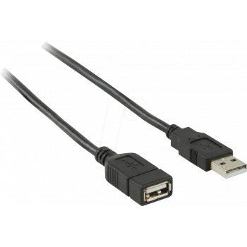Nedis USB-Kabel | USB 2.0 | USB-A-Stecker | USB-A-Buchse - 480 Mbps | vernickelt | 2,00 m | Rund | PVC | Schwarz | Box