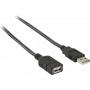 Nedis USB-Kabel | USB 2.0 | USB-A-Stecker | USB-A-Buchse - 480 Mbps | vernickelt | 2,00 m | Rund | PVC | Schwarz | Box