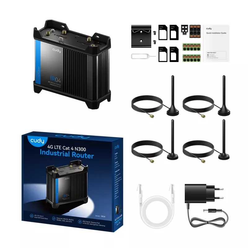 WLAN-Router Cudy IR04_EU 300 Mbit/s, 2,4 GHz Wi‑Fi 4 (802.11n), 4x Fast Ethernet, 1x USB 2.0, LTE (4G)-Unterstützung