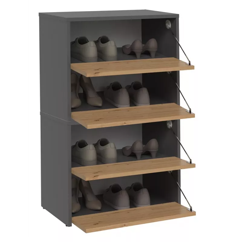 Geschlossener Schuh-Organizer Top e Shop MODO X2 ANT/ART — Anthrazit und Eiche, 600×880×360 mm, Spanplatte