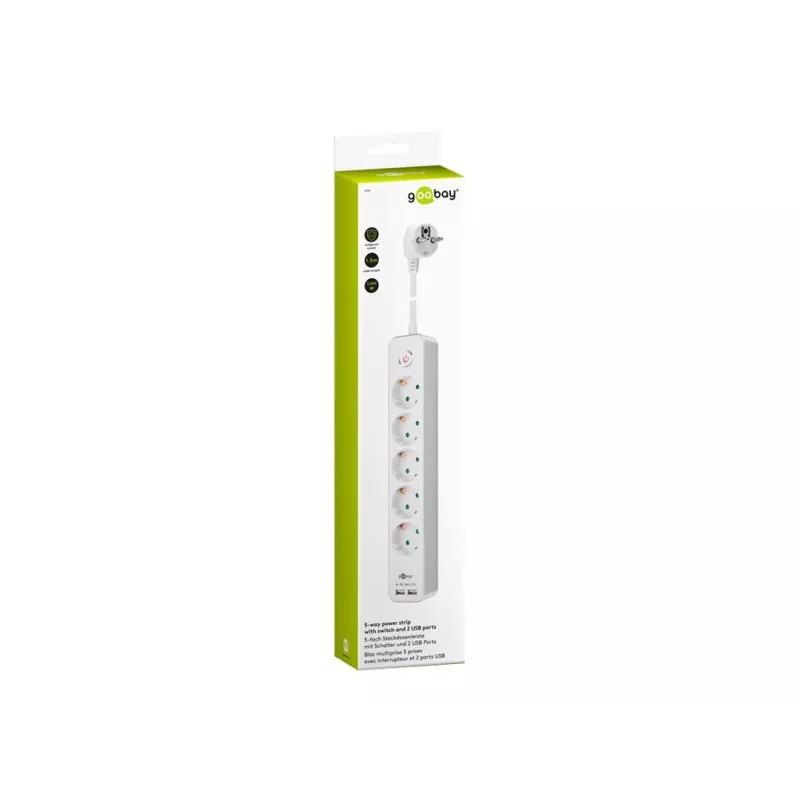 Steckdosenleiste Goobay 5-fach mit Schalter und USB