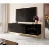 ABETO RTV-Schrank auf goldfarbener Stahlrahmen 150x42x60 schwarz/glänzend schwarz
