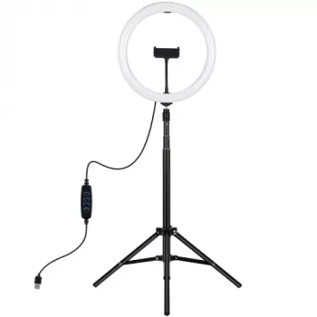 LED-Ringleuchte 30 cm mit Stativ bis 1,65 m und Handyhalter, USB