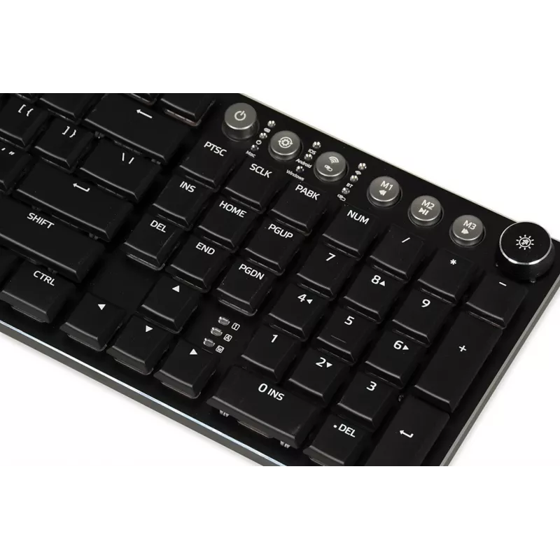 Tastatur IBOX AURORA K-6 — Full-Size QWERTY, RF Wireless + Bluetooth, RGB-Hintergrundbeleuchtung, mechanische Low-Profile-Tasten, Schwarz