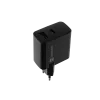 Kabelgebundes Mobilgeräte-Ladegerät NATEC NUC-2143, 45 W, USB-C PD 3.0 + USB-A QC 3.0, 110–240 V, Schwarz
