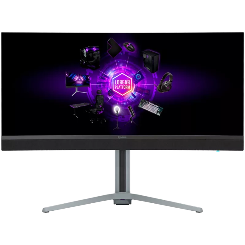 LORGAR 34MP1, UWQHD MiniLED Gaming Monitor Pro, 34'' (3440*1440) VA curved monitor, schwarz/milchgrau