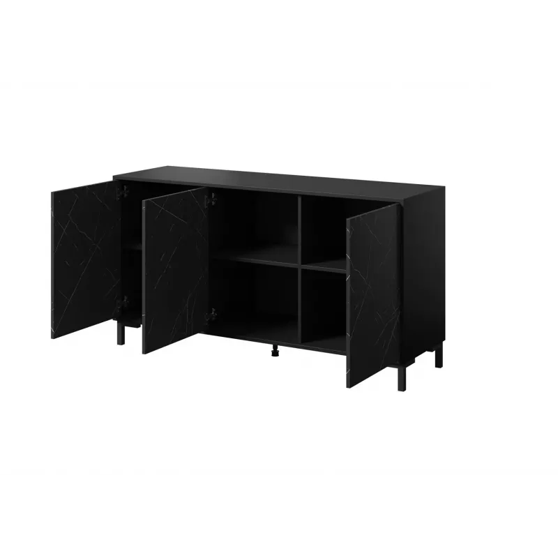MARMO 3D Kommode 150x45x80.5 cm matt schwarz/marble schwarz