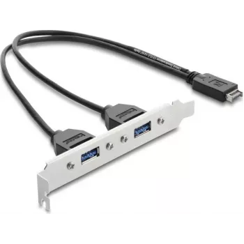 DELOCK USB Typ-E Key A ST auf 2× USB-A 5Gbit/s-Adapter mit Slotblende (Modell 67345)