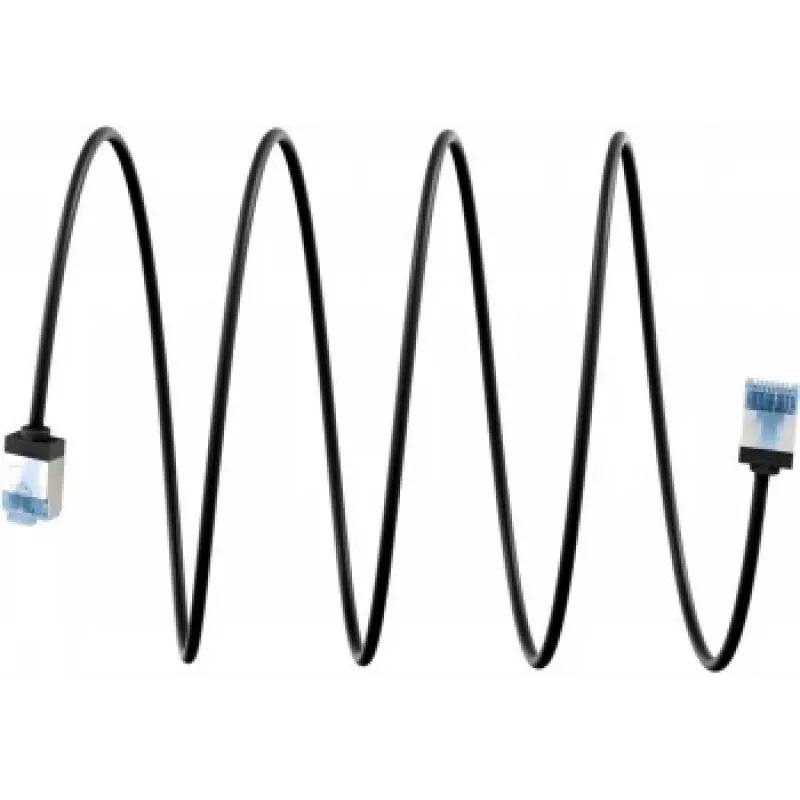 Goobay Ultra-Flexibles CAT 6A Patchkabel schlank U/FTP schwarz - extra-kurzer Stecker (74316)