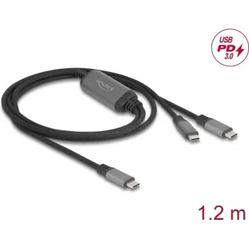 USB-Kabel DeLOCK 81271 1,2 m USB-C 2 × USB-C Schwarz Grau