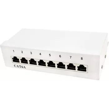 LogiLink Patch Panel Desktop - Patch Panel - wandmontierbar - RJ-45 X 8 - Lichtgrau, RAL 7035
