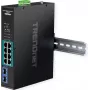 TRENDnet TI-PGM102 - Switch - industriell - 8 x 10/100/1000 (PoE+) + 2 x Gigabit SFP - Hutschienenmontage, wandmontierbar - PoE+ (240 W) - TAA-konform (TI-PGM102)