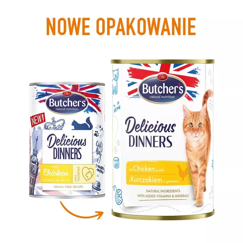 BUTCHER'S Delicious Dinners Chicken Jellied Pieces - Nassfutter für Katzen - 400g