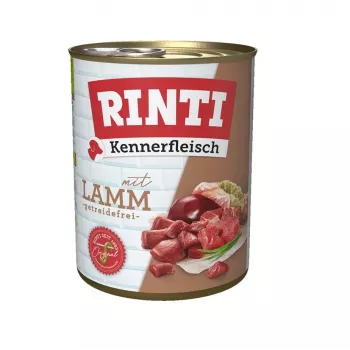 Nassfutter für Hunde RINTI Lamb Adult 800 g — Alleinfutter, 77 % Feuchtigkeit, 11 % Protein, getreide- und sojafrei