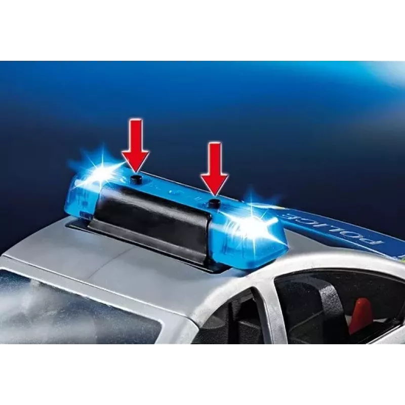 Playmobil Polizeiauto mit Sirene und Blinklicht, Mehrfarbig, Kunststoff, 3+