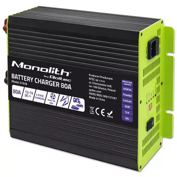 Batterieladegerät QOLTEC 51918 80A 12V – Ladegerät für LiFePO4, AGM, GEL, SLA Batterien