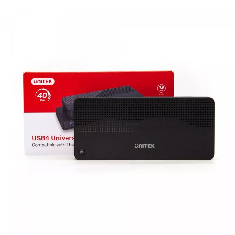 Dockingstation UNITEK D1079A USB4 kabelgebunden Schwarz 100W Power Delivery