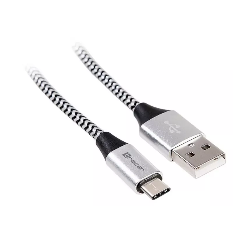 Kabel USB 2.0 Typ-C Stecker - C Stecker 1,0m schwarz-silber