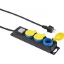 Steckdosenleiste Renkforce 350E-CMB — 3-fach mit Einzelschalter, schwarz/gelb/blau