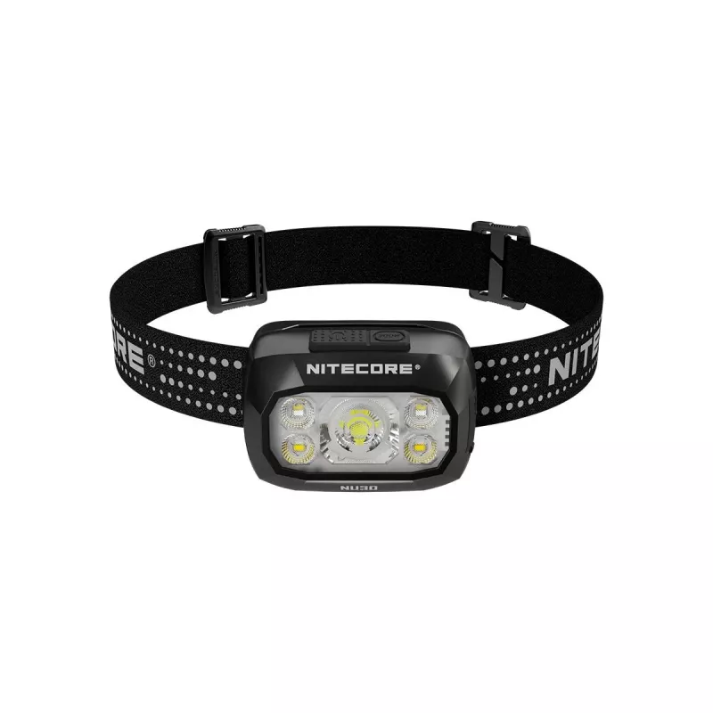 Stirnlampe Nitecore NU30 — kompakte, tragbare LED-Stirnlampe, bis zu 500 Lumen, mehrere Leistungsstufen, Rotlichtmodus