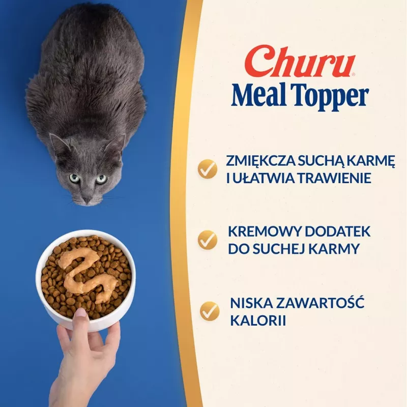 INABA Churu Meal Topper Thunfisch mit Jakobsmuschel – Nassfutterbeutel für Katzen, 4 x 14 g