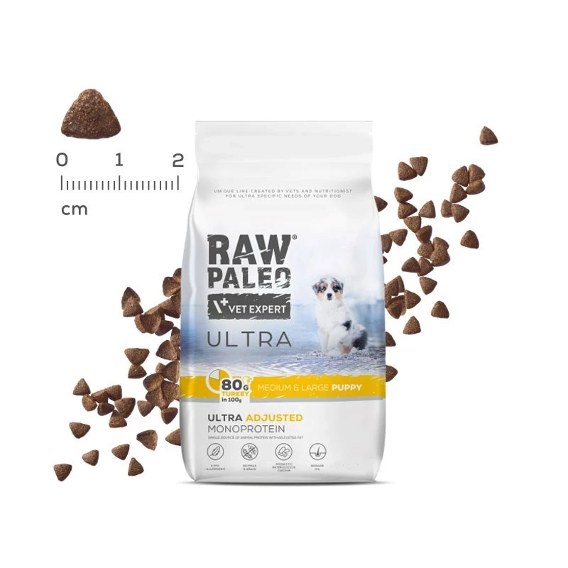 VET EXPERT RAW PALEO Ultra Medium&Large Puppy Turkey - Trockenfutter für Welpen - 10 kg