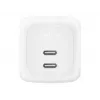 Indoor-AC-Schnellladegerät Belkin WCH020KQ2MWH-B6 – 2x USB-C, 2 m integriertes Kabel, weiß