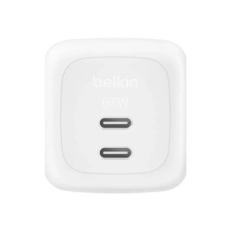 Indoor-AC-Schnellladegerät Belkin WCH020KQ2MWH-B6 – 2x USB-C, 2 m integriertes Kabel, weiß