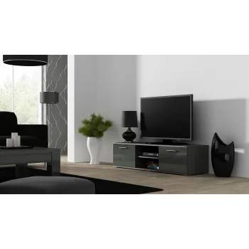TV-Ständer cama meble SOHO 140 — 1400×430×370 mm, graue Oberseite (Spanplatte), grauer Rahmen