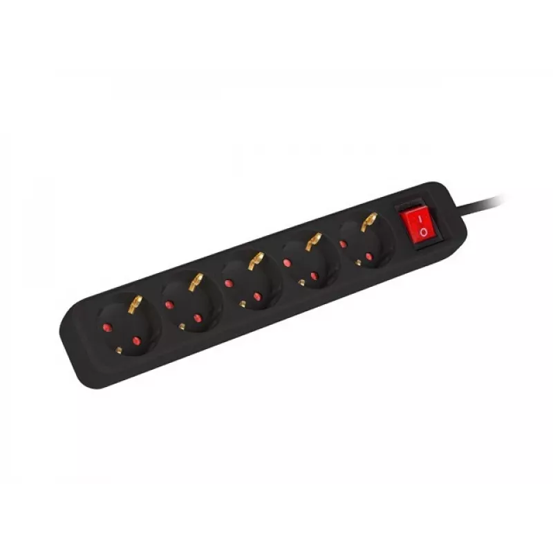 Stromverlängerungskabel Lanberg PS1-05F-0300-BK 3m 5 Steckdosen Innenbereich Schwarz