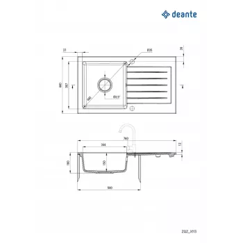 1-BECKEN GRANITSPÜLE MIT ABTROPF FLÄCHE DEANTE SCHWARZ ZORBA
