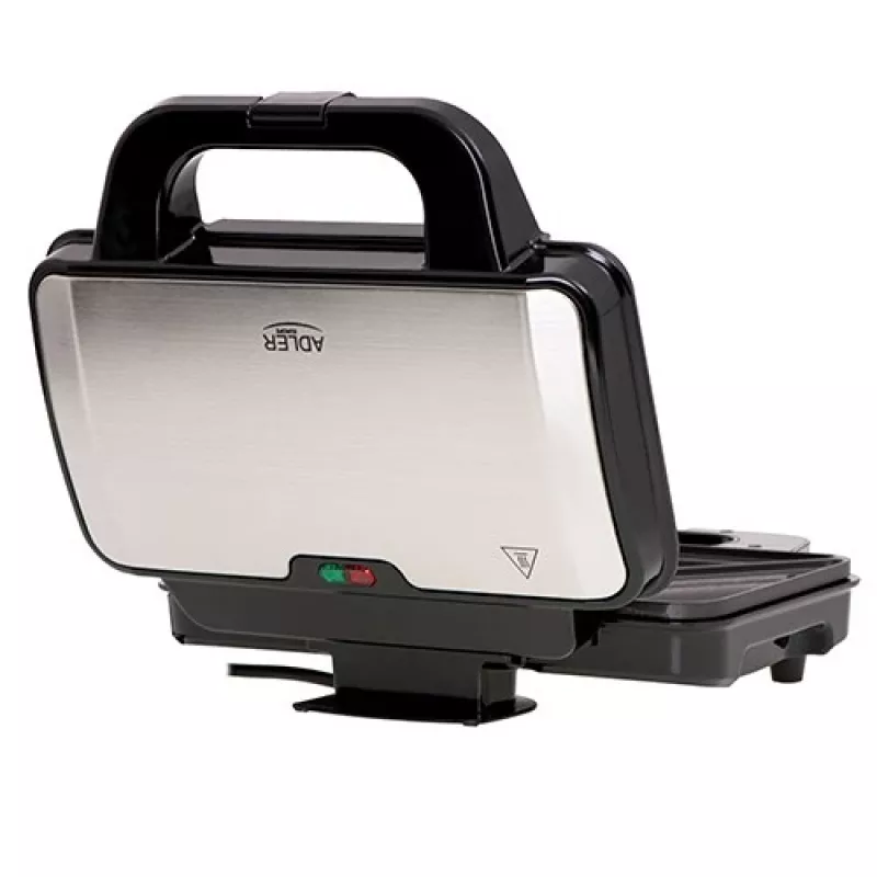 Sandwichmaker Adler AD 3043, 1300 W, Antihaftplatten, 2 Sandwiches, Kochfläche 285 × 152 mm, schwarz