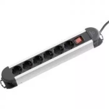 Steckdosenleiste Renkforce 1296311 — 6-fach, schwarz/silber mit Schalter