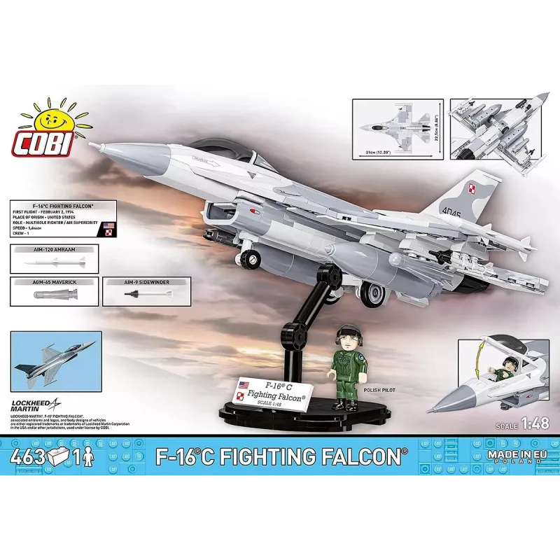 Konstruktionsset Cobi F-16C Fighting Falcon – 463 Teile, Modellbausatz im Maßstab